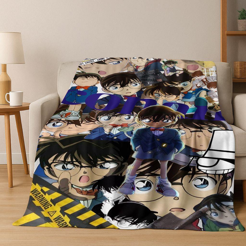 Retro Anime Detective Conan Cartoon Flannel Blanket,Warm and Cozy Soft Throw Blanket for Home Bedroom Bed Sofa Picnic Cover Kids