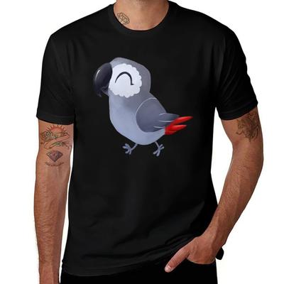 Happy African Grey Parrot Tshirt Soft Stretch Short Sleeve Top Tshirt