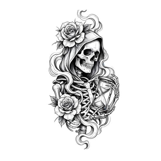 Skull Rose Window Cling Halloween Skeleton And Static Clings, Removable Sketch & Decoration Flower Glass Sticker, Waterproof PVC Decal for Home Store