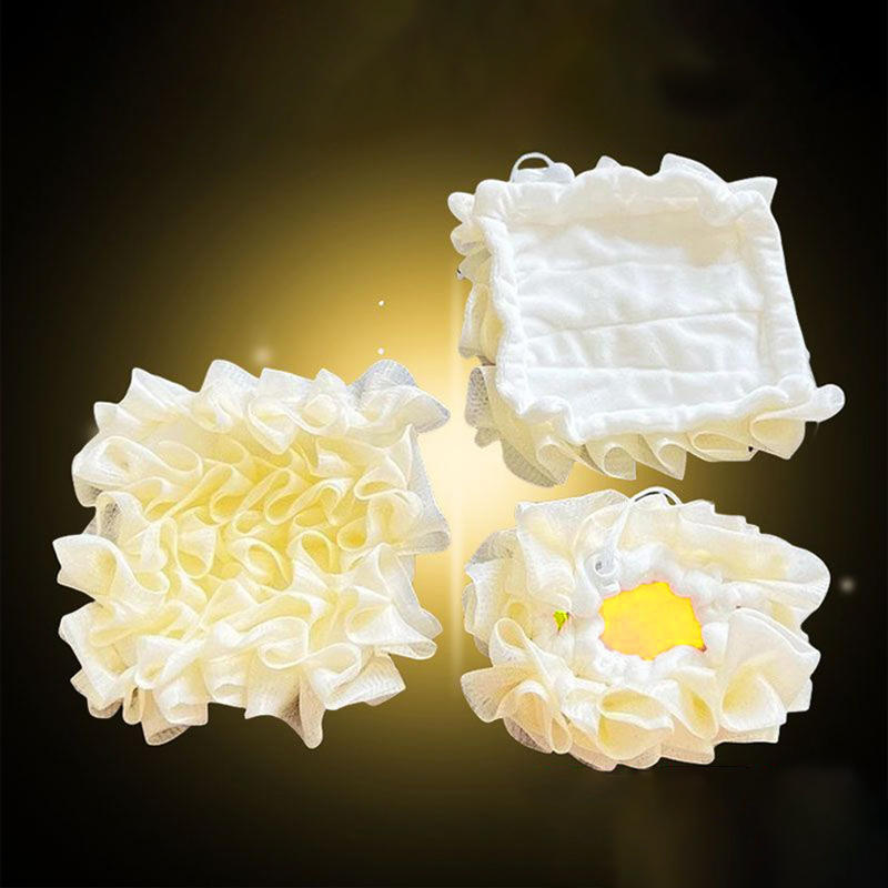Soft Exfoliating Bath Ball Loofah With Drawstring Mesh Sponge For Skin Care Bathing Towel Soap Pouch Body Scrubber Shower Gift Spa Tool 1/2/3/4/5 PCS