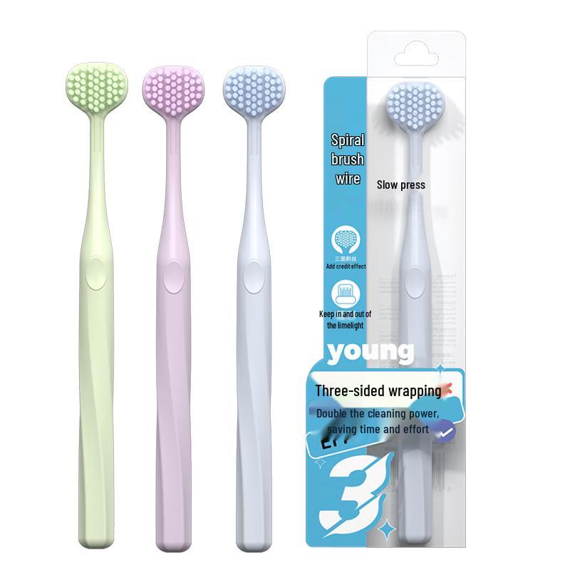 TEAHORSAY 360° Three-Sided Spiral Soft Bristle Adult Toothbrush