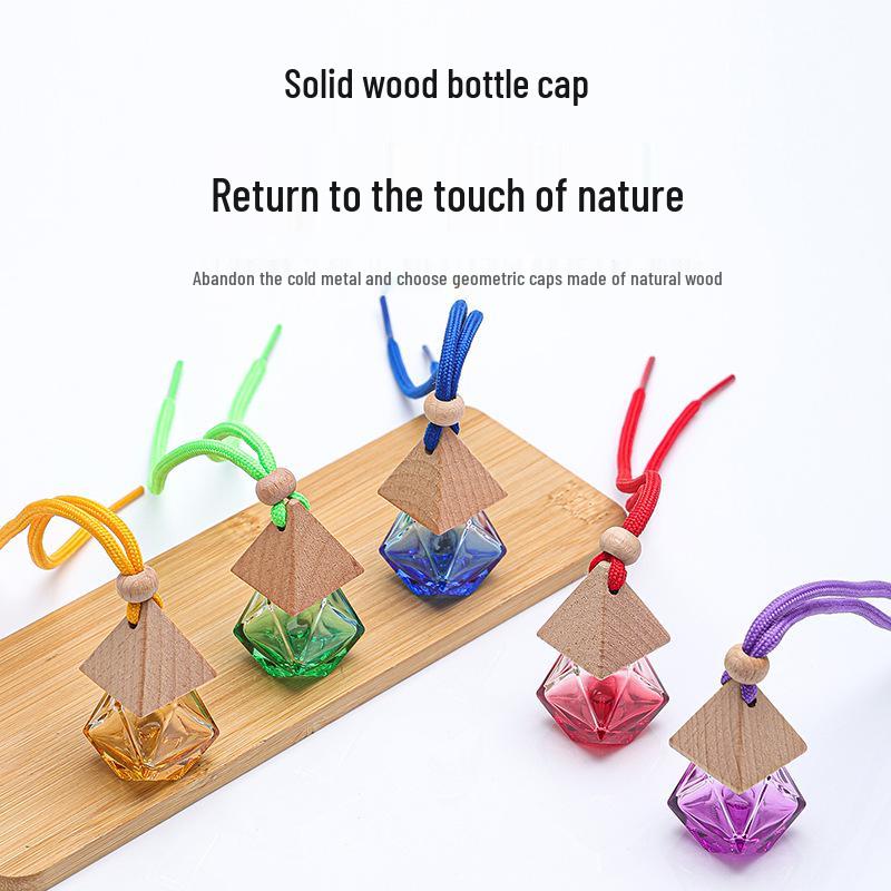 Colored Glass Car Air Freshener Bottle with Lanyard – Rearview Mirror Pendant & Essential Oil Diffuser