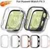 Bling PC Case For Huawei Watch Fit 3 Double Row Diamond Crystal PC Protective Cover Watch Strap Protector Band