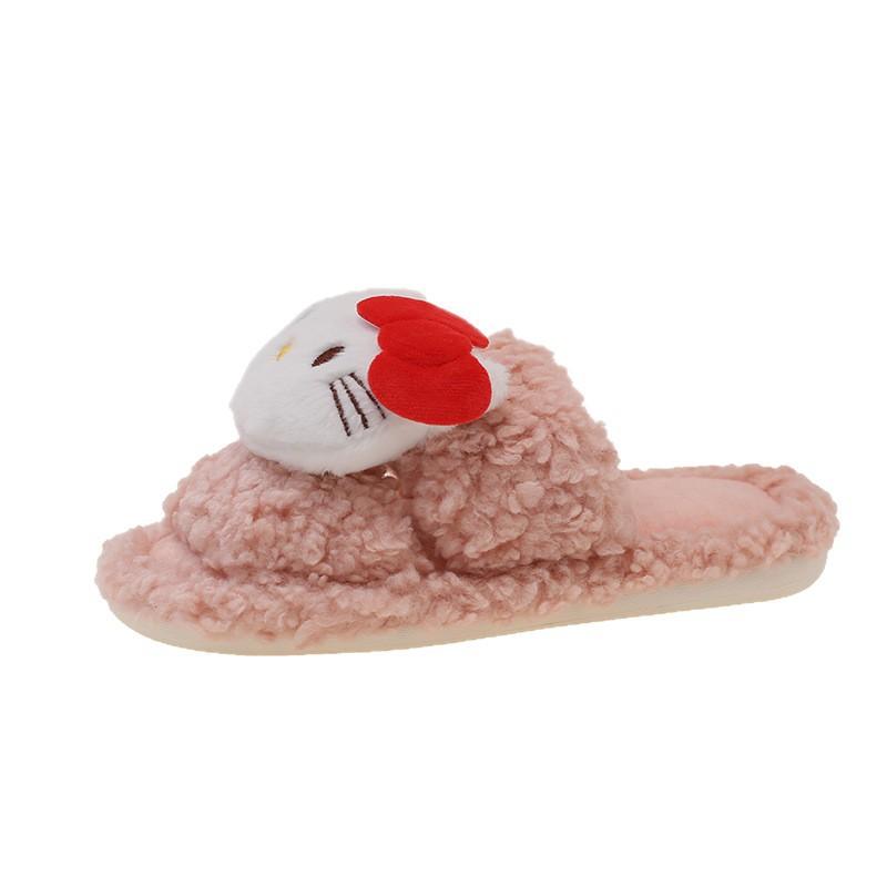 Cute plush slippers women's winter 2025 new indoor warm home fashion kitten outer cotton slippers