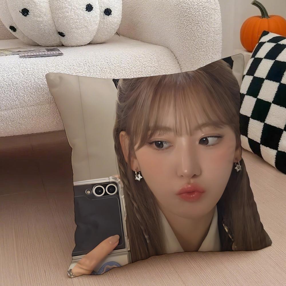 singer cute SSakura Miyawaki Cushion Cover Throw Pillow Cover Hidden Button Durable Polyester Chair Cushion
