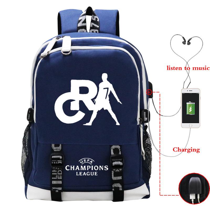Football Player C Luo'S Peripheral Printed Primary And Secondary School Students Backpack Large-Capacity Leisure Travel Bag