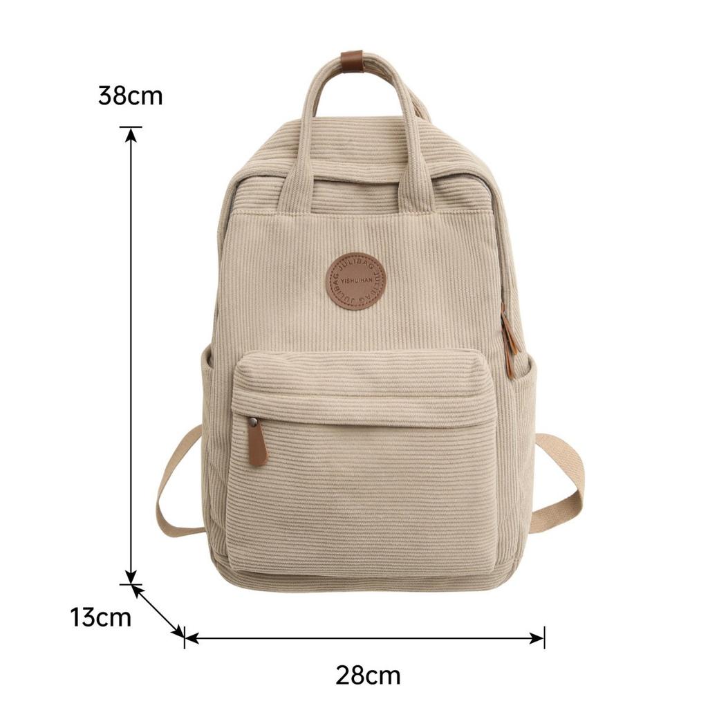 Schoolbag Corduroy Schoolbag Middle School Student Ins College Backpack Autumn and Winter New Solid Color Girl Velvet Backpack