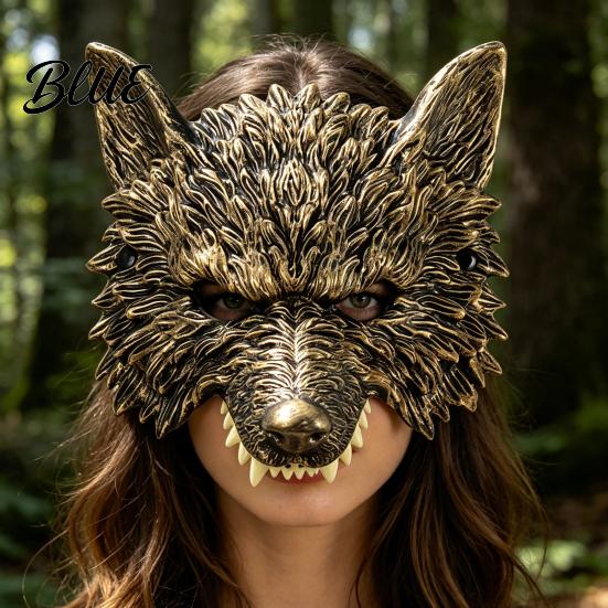 Flexible Cushioning Mask 3D Wolf Head Mask High Elastic Lightweight Comfortable Werewolf Detailed Headgear Costume with Adjustable Strap for