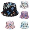 Butterfly Print Fisherman Hat Summer Cotton Double-sided Outdoor Bucket Sun Cap