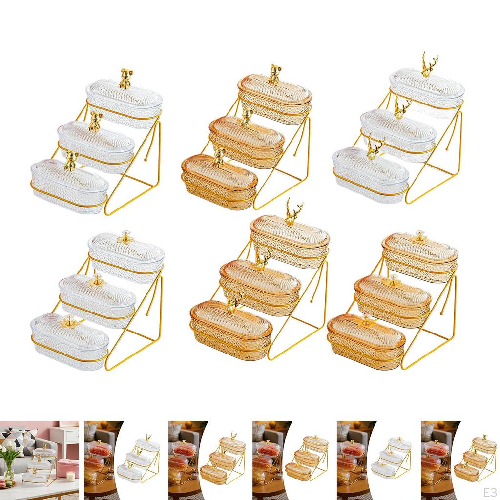 Fruit Basket Bowl Fruits Holder 3 Tier Versatile with Metal Stand Serving Tray for
