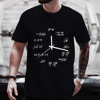 Lustige Mathe-Uhr 3D-Druck Herren T-Shirt Stilvolle Kleidung Kurzarm O-Ausschnitt Herren T-Shirt Kleidung Street T-Shirt Homme Oberteile T-Shirts