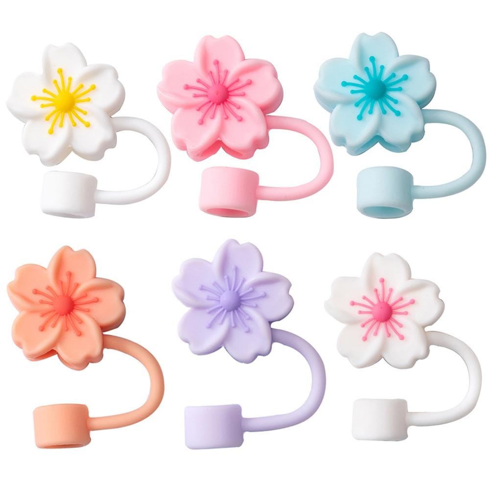 6Pcs Silicone Flower Straw Covers 10mm Straw Tips Protectors Dust-Proof Drinking Caps Straws Stopper for Stanley 30/40oz Tumbler