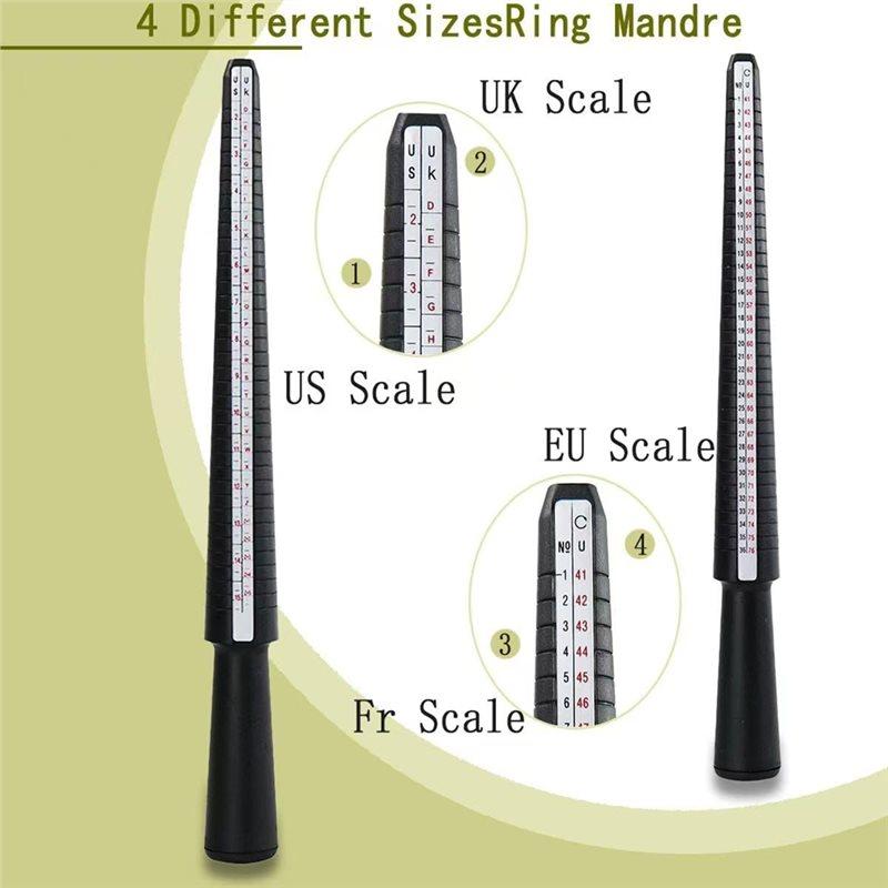 A60zring Gauge Set 12-Piece Rubber Jeweler' S Metal Finger Sizing Stick Wire Wrapping Toolmay