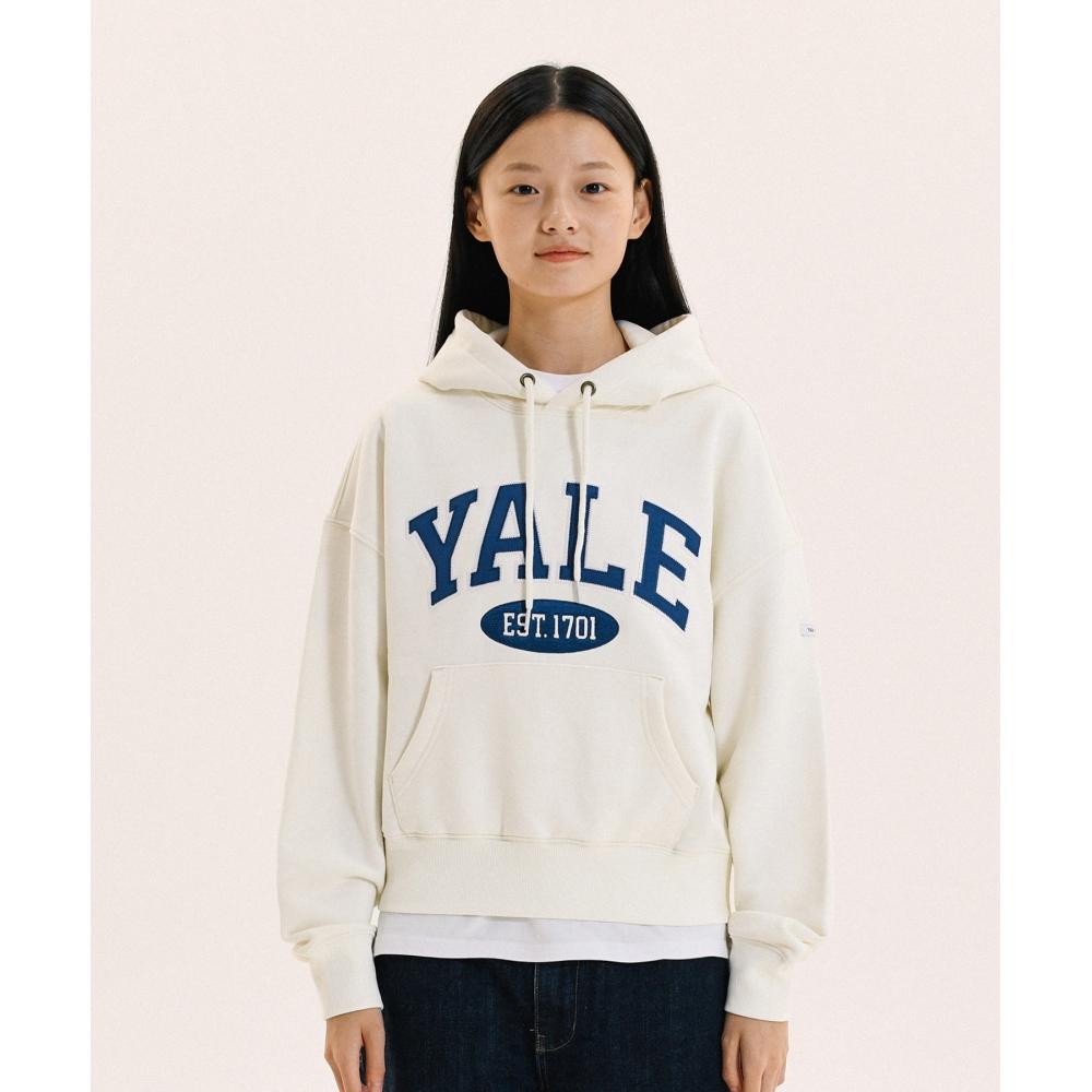 

YALE 23FW 2 TONE ARCH CROP HOODIE IVORY