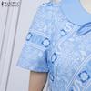 ZANZEA Women Casual Doll Collar Summer Short Sleeve Print Dress