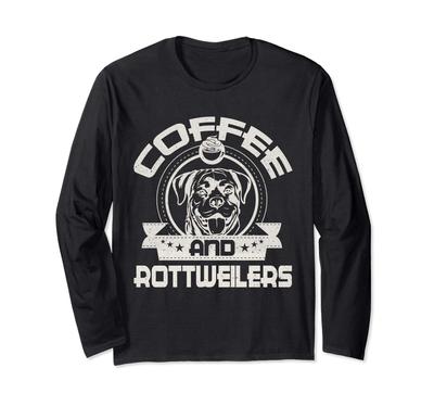 Kaffee und Rottweiler Kaffee Trinkender Hundebesitzer Liebhaber Langarm-T-Shirt