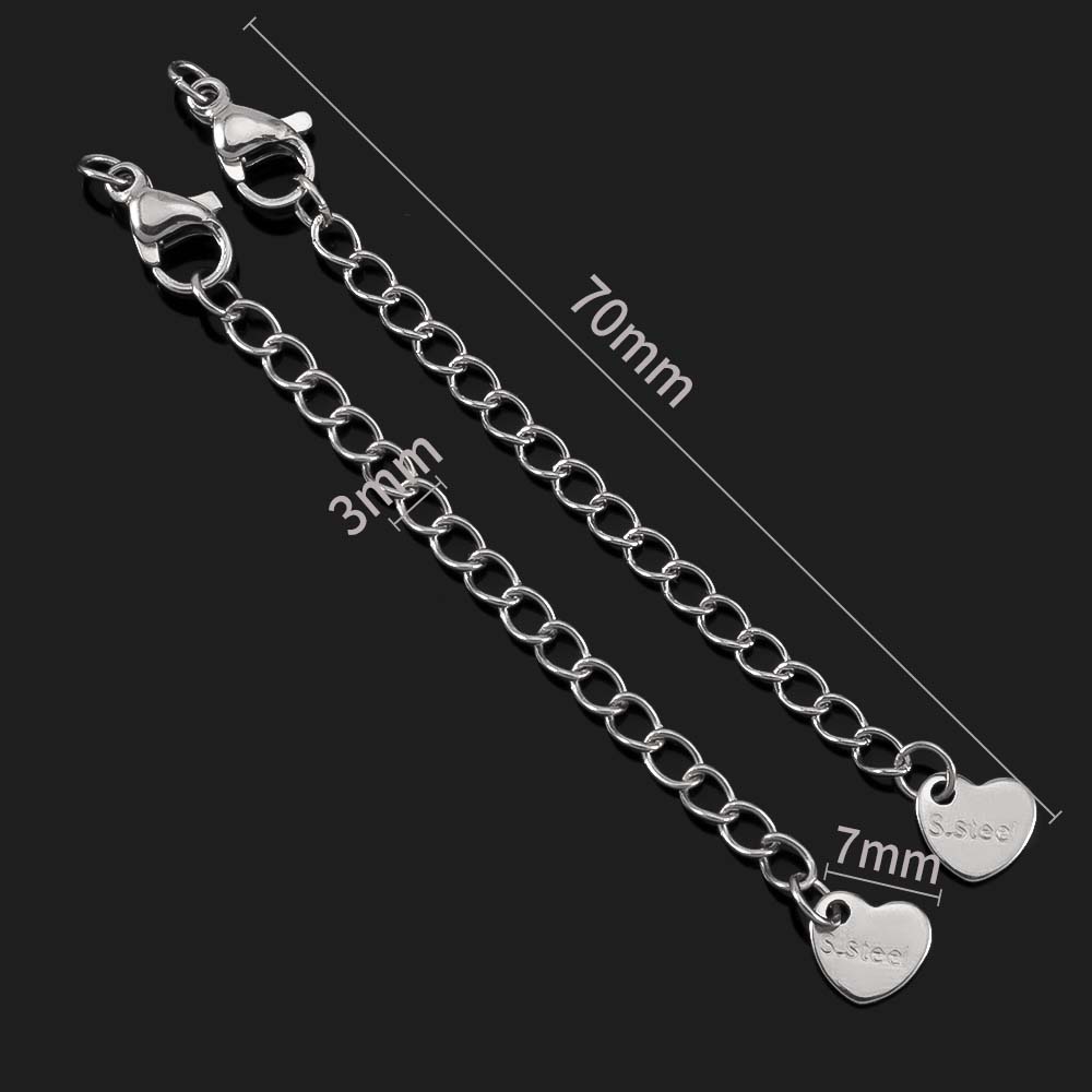 

5pcs Extension Tail Chain with Lobster Clasps Stainless Steels Extended Chain for DIY Bracelet Necklace Connector Jewelry Making 5pcs