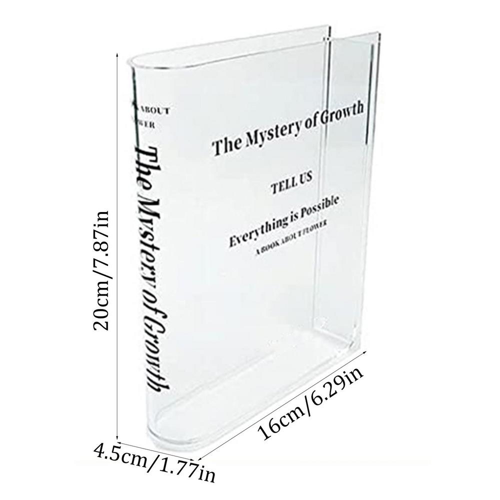 Clear Acrylic Vase Clear Book Shaped Vase Cultural Flavor Decorative Acrylic Vase For Unique Home Bedroom Office Accent Book