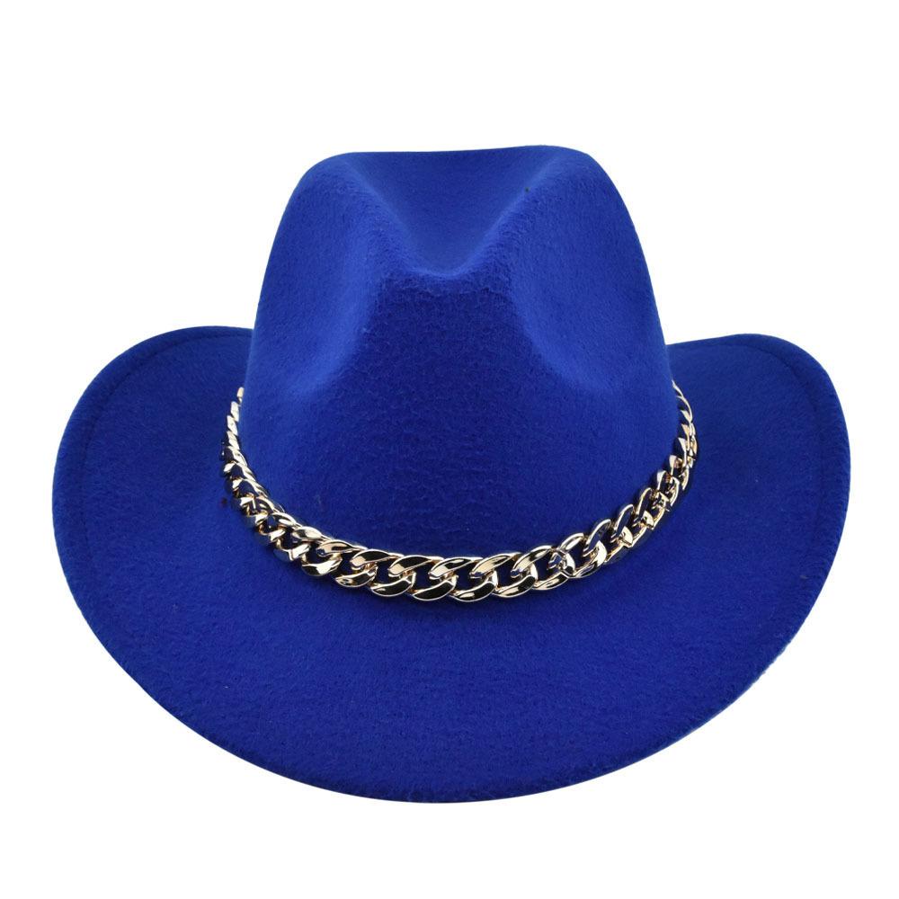 Cowboy Vintage Jazz Hat Gold-plated Chain Woolen Hat Felt Vintage Imitation Sheep Hat Cowboy Hat No