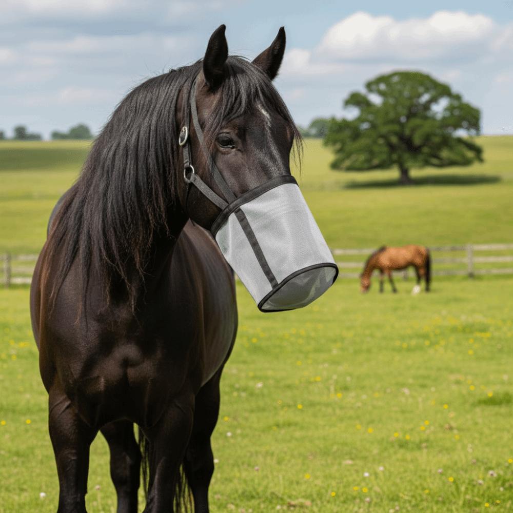 Portable Leak-Proof Horse Feeding Bag Elastic Adjustable Grazing Muzzle Mesh Breathable Horse Feed Bag Equine Care