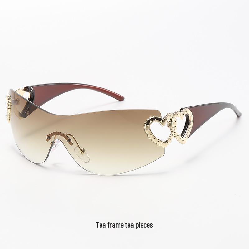 Trendy Heart-Shaped Rimless Sunglasses - European & American Style