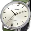 Casio Men S Quartz Watch Silver   Green Leather Band Mtp Vt01l 3b