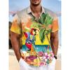 Camisa Hawaiana de Verano para Hombre Moda Loro Mar 3D Estampado Camisa Manga Corta Casual Camisas de Playa Blusa de Vacaciones Aloha