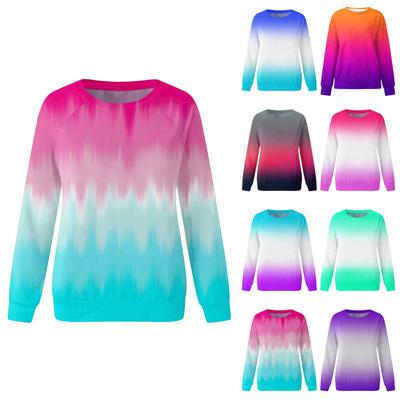 Women's Round Neck Tops Cotton Women's Casual Fashion Print Long Sleeve O-Neck Pullover Top Blouse