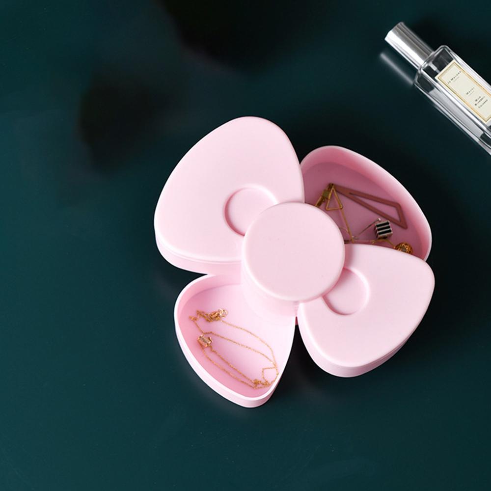 2PCS  Jewelry Box 360 Degree Rotating Bow Compact Cosmetic Portable Hairpin Headstring Desktop Storage Box