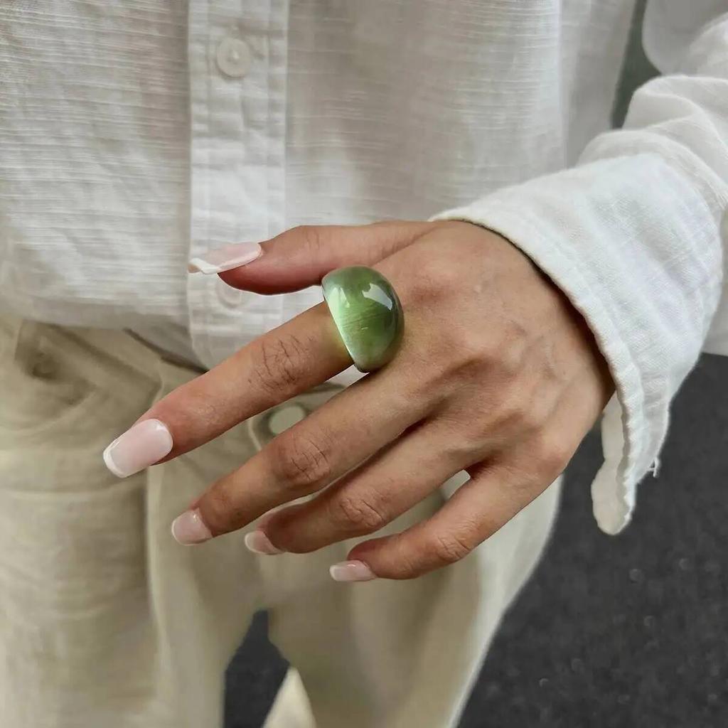 IngeSight.Z Bohemia Transparent Multicolour Resin Ring for Women Punk Exaggerate Geometric Chunky Ring Daily Jewelry Accessories