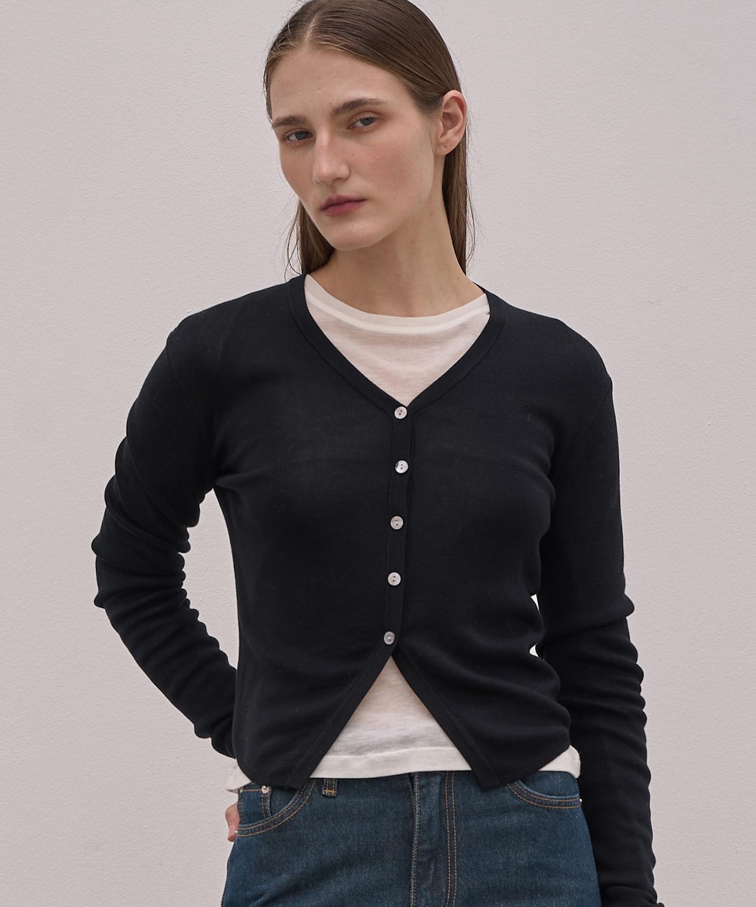Eliotti V-Neck Knit Cardigan_4Color Black/Free