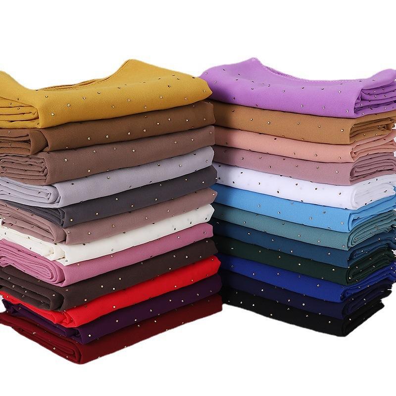 New Malaysia-Indonesia Pearl Chiffon Gypsy Hot Diamond Headscarf, Spring and Summer Long Ladies Hijab Scarf