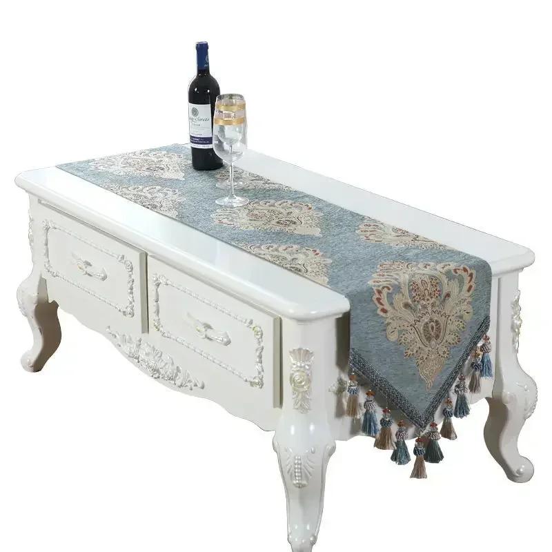 European Embroidered Table Flag Double Layer Heat Resistant Fringe Dining Tables Towels Furniture Cabinet Decorative Tablecloth