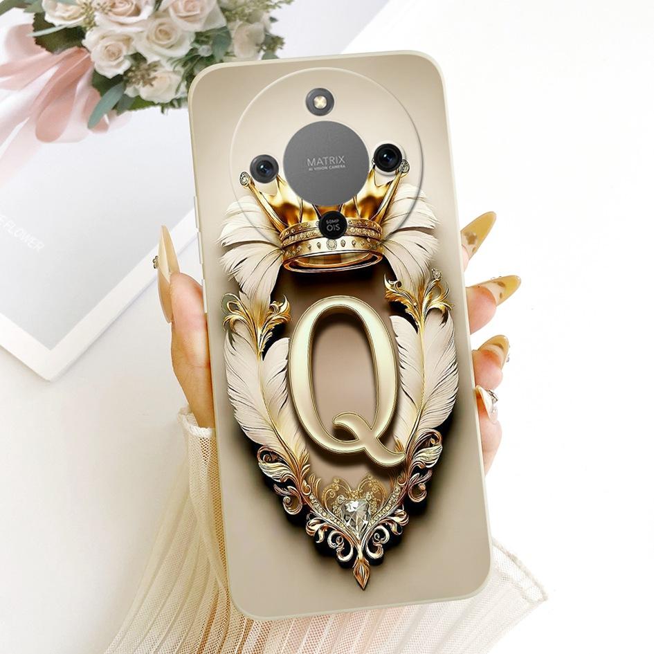 For Honor X9d Case MTN-NX1 Shockproof Cover Luxury Initial Letters Crown Soft Silicone Back Shell For HonorX9D Magic 8 Lite Capa