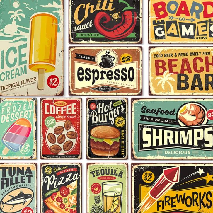 

Decorations Metal Sheet Hanging Paintings Vintage Design Iron Sheet Paintings Gifts tacos