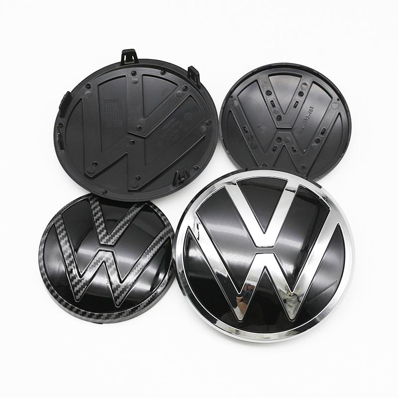 FD06-Valve Stems Caps For Volkswagen Polo 2019 2020 2021 2022 2023 2024 1Pc 139mm 110mm Car Logo Front Bonnet Hood Rear Trunk Emblem