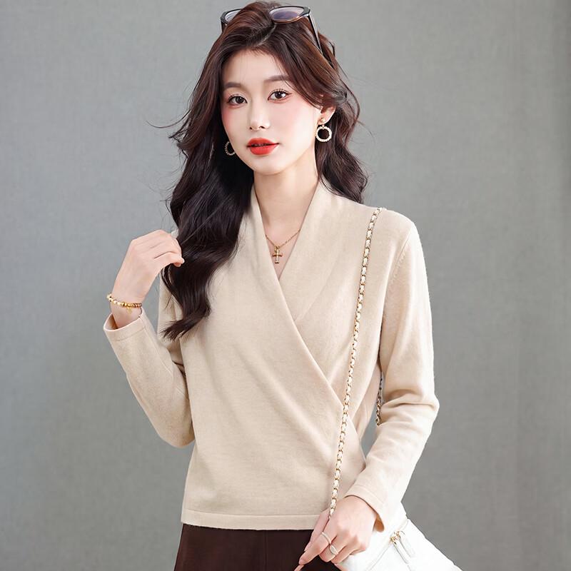 Zhichu Elegant V-Neck Wrap Knit Sweater