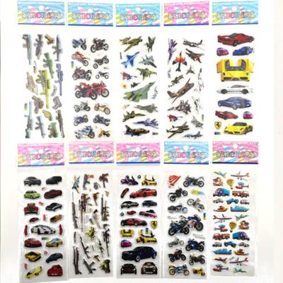 Kvvdi 10 Sheets Cartoon Stickers Transportation Cars Airplane Diy Stickers Christmas Cartoon Bubble Stickers Toys