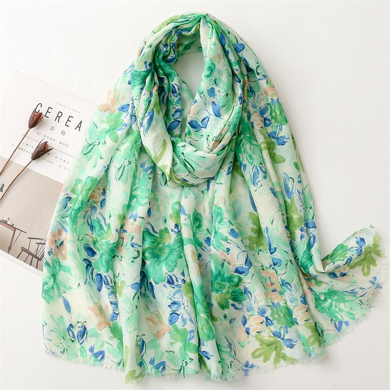 Women Fashion Bohemian Floral Patchwork Tassel Viscose Shawl Scarf Lady Print Soft Wrap Neck Snood Bufanda Muslim Hijab 180*90cm