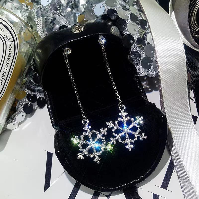 Преувеличенные большие серьги-ледяные цветы корейские универсальные длинные серьги с бахромой в виде снежинок, темпераментные кольца, серьги-гвоздики, интернет-знаменитость, женские kc gold