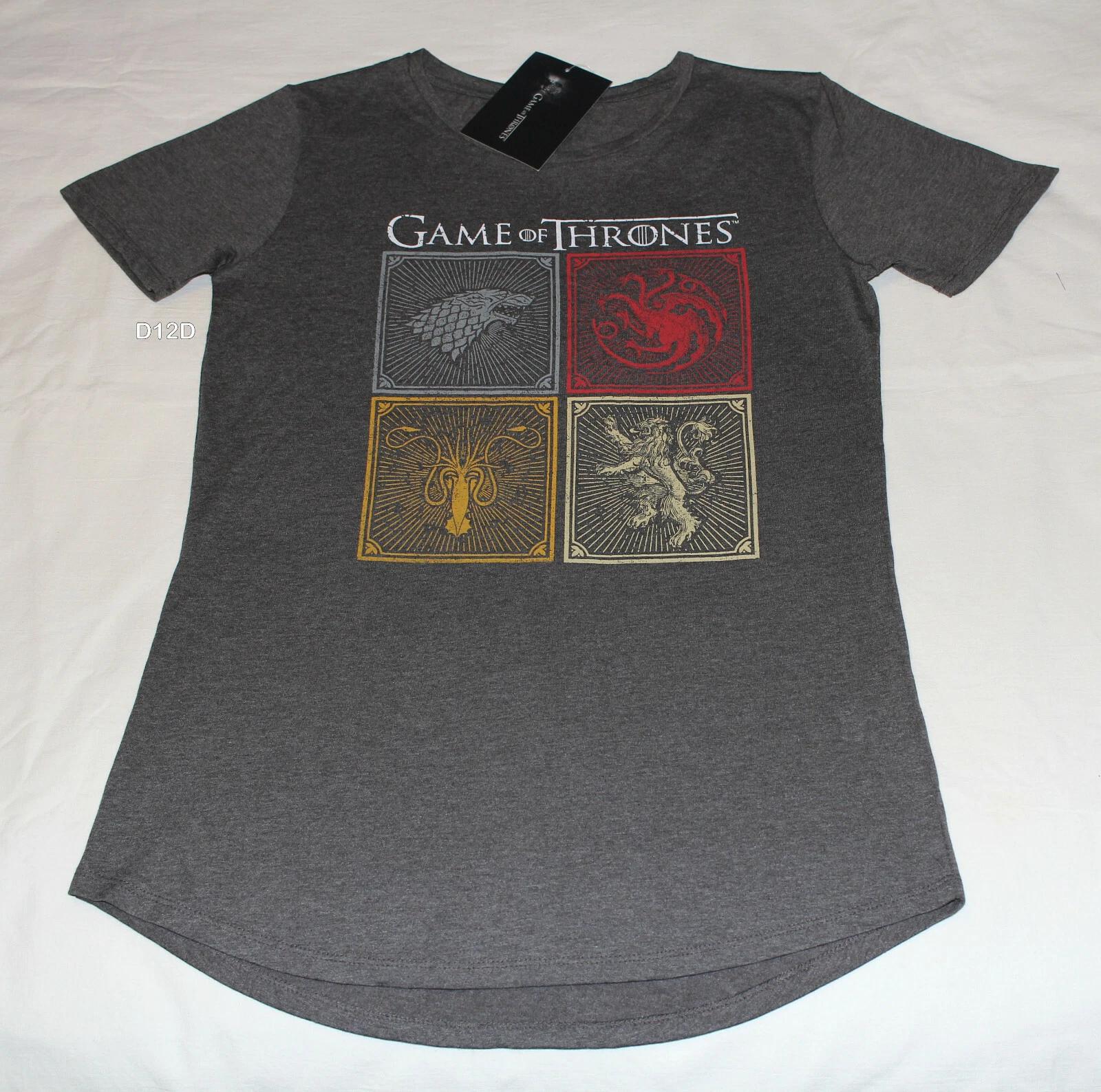 HBO Game Of Thrones Ladies Charcoal Printed Short Sleeve T Shirt Size 10 New XL