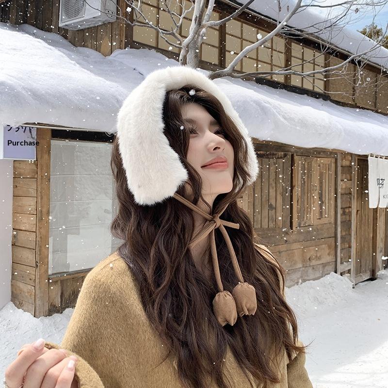 Women Soft Plush Scarf Winter Thicken Warm Faux Rabbit Fur Snood Scarves Outdoor Cold-Proof Neck Collar Neckerchief