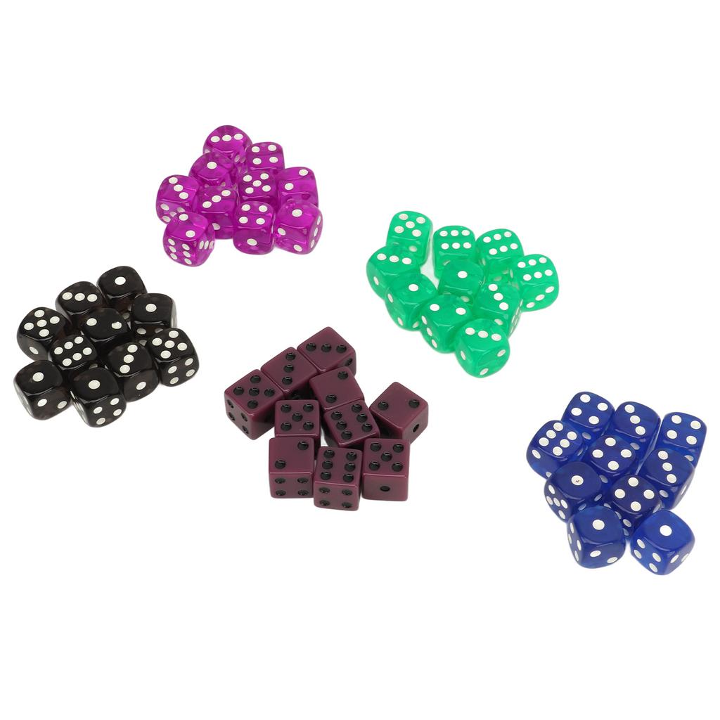 50PCS Dice Set 0.6 Inch Plastic Translucent 6 Sided Round Corners Dice Cubes for Table Games Board Games