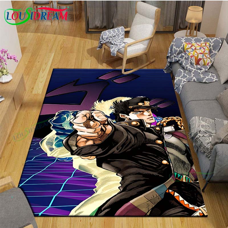 Tappeti Classici Cartone Animato J-JoJo's Bizarre Adventure Tappeto Antiscivolo per Soggiorno Tappetini per Camera da Letto dei Bambini Tappeto da Gioco Tappeto Grande Decorazione