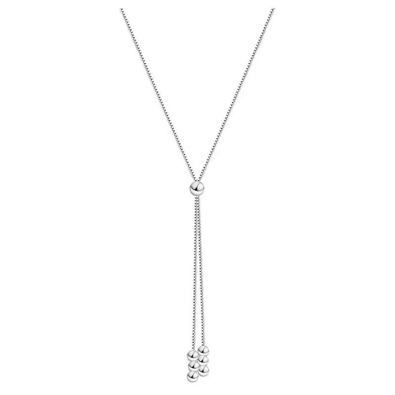 ins wind round bead fringed necklace female collarbone chain cold wind adjustable choke neck chain minimalist geometric stacking