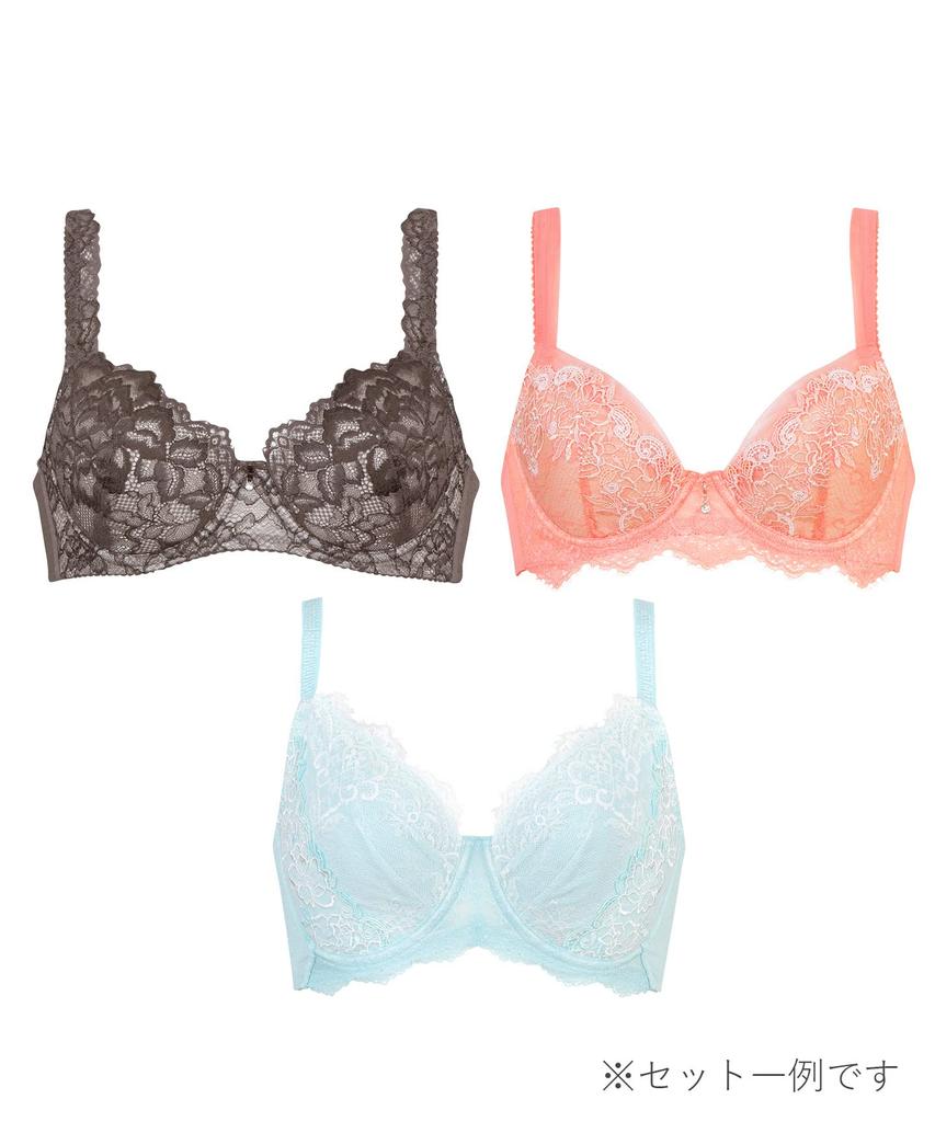 Bra Wing Lesiage Set PB9865 Multicolor D80 [Wing/Wacoal] [Lucky Bag] 3-piece Women's