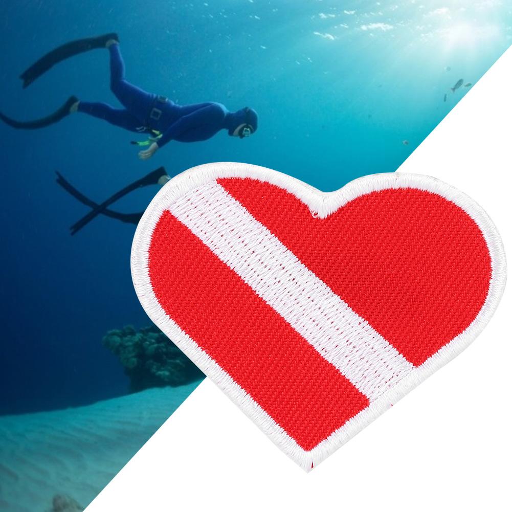 Heart Shaped Scuba Diving Embroidery Patch Dive Badge Vest Bag Cap Patches