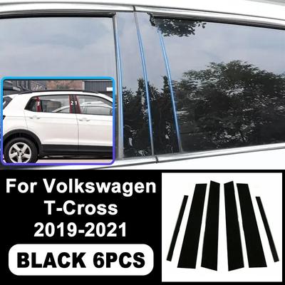 Pour Volkswagen VW T-Cross - Autocollants de piliers B C Noir Piano, Facile à installer PC Garniture de Fenêtre Accessoires Anti-Rayures