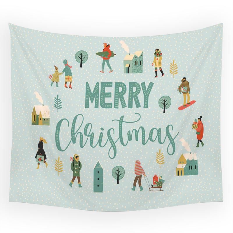 

С Рождеством снеговик Рождественская елка принт узор гобелен для дома, гостиной, спальни, украшение на стену, гобелен 100x75cm