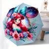 Disney Ariel,Floral,Fantasy Manual Opening and Closing Umbrella, 8-Rib Reinforced Folding Design, Lightweight